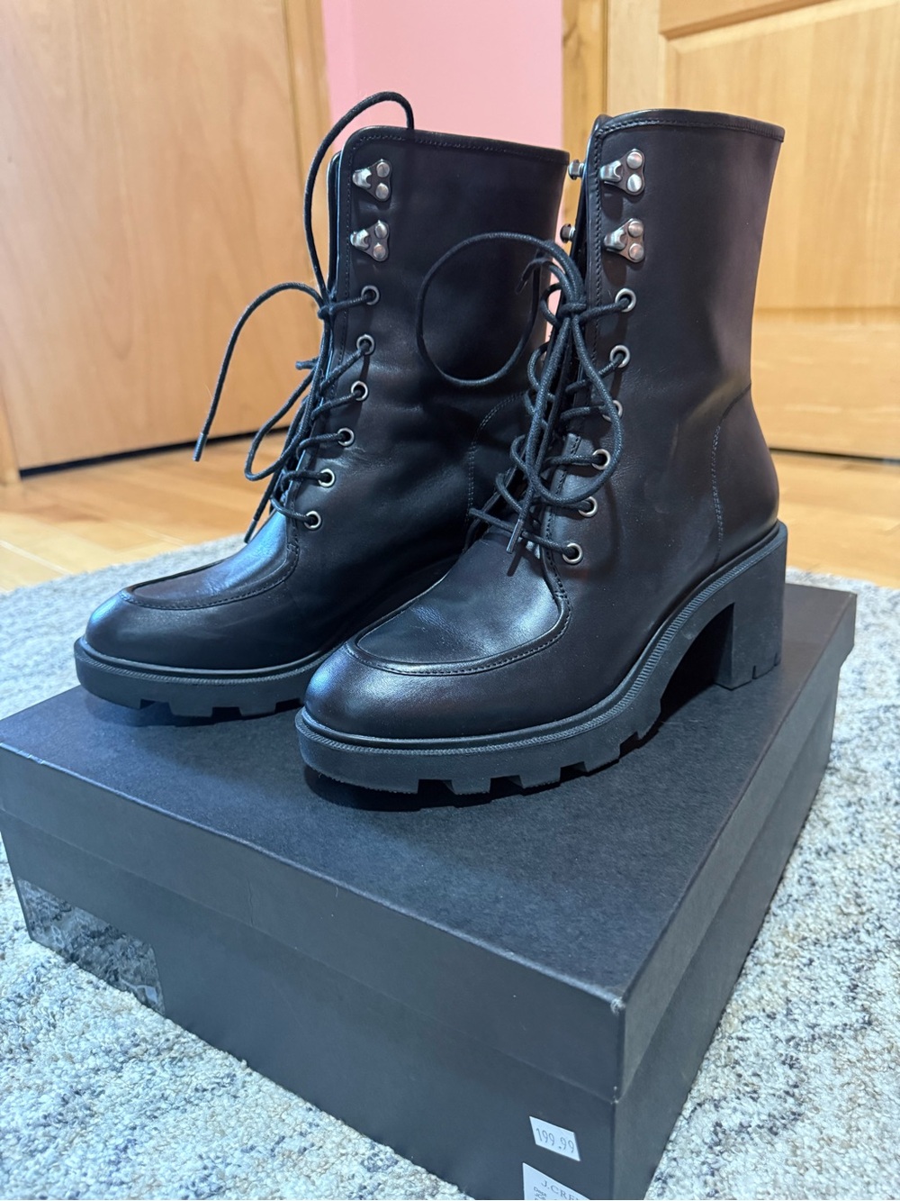 Women’s J Crew Apron Toe Lace up lug boot Chunky combat